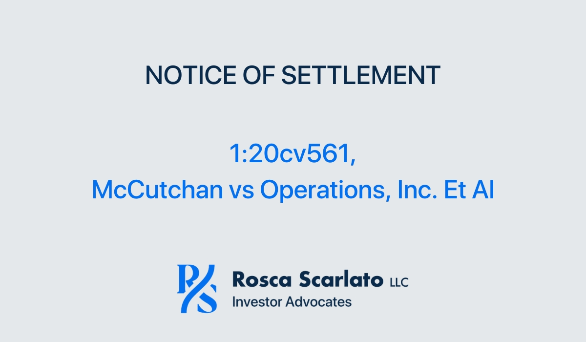 Notice of Settlement McCutchan vs Coriant - rscounsel