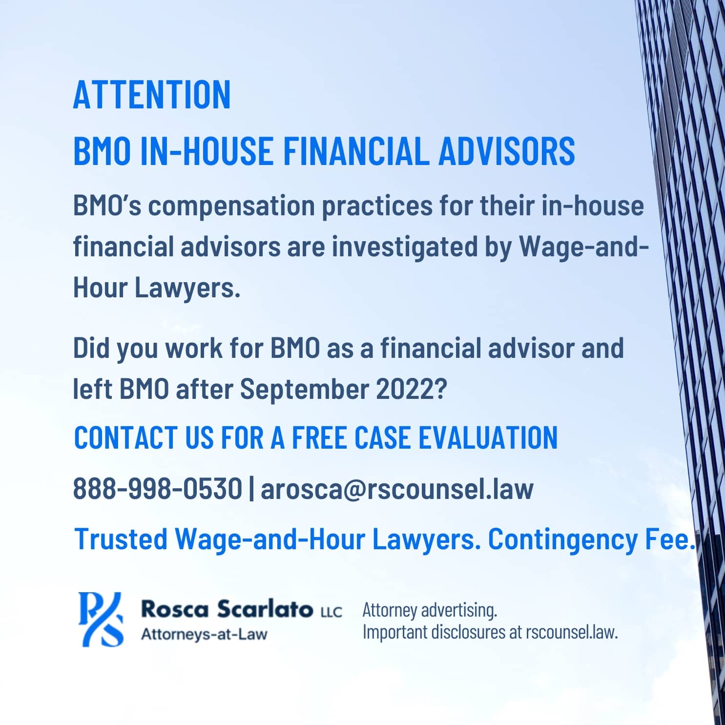 Attention BMO In House Financial Advisors